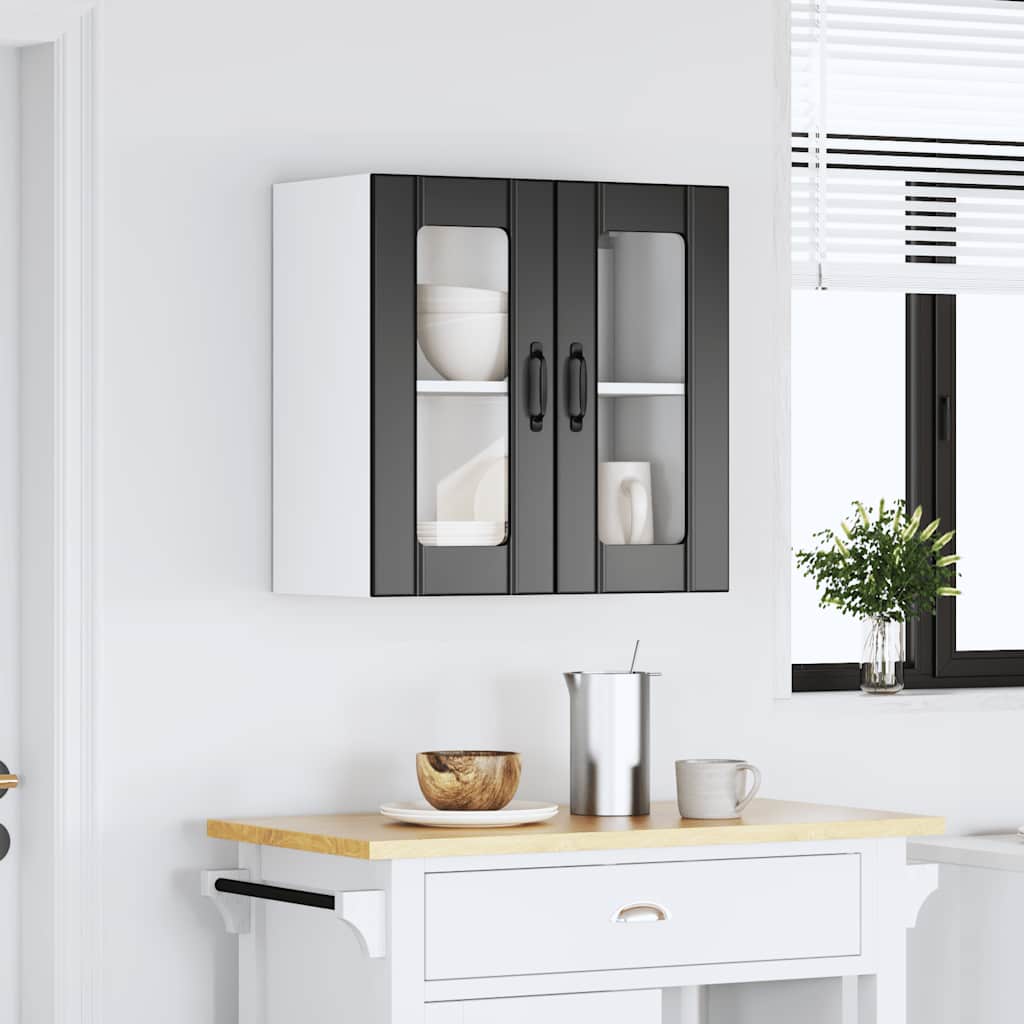 Armário de parede de cozinha porta vidro lucca preto