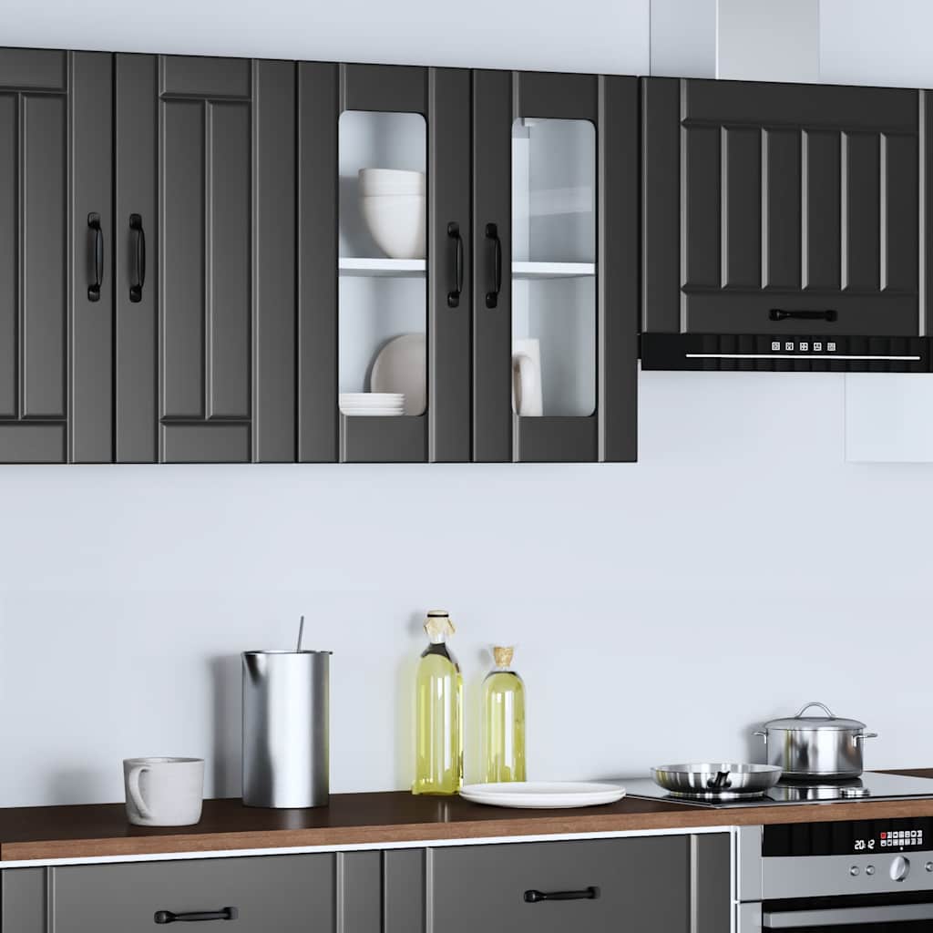 Armário de parede de cozinha porta vidro lucca preto