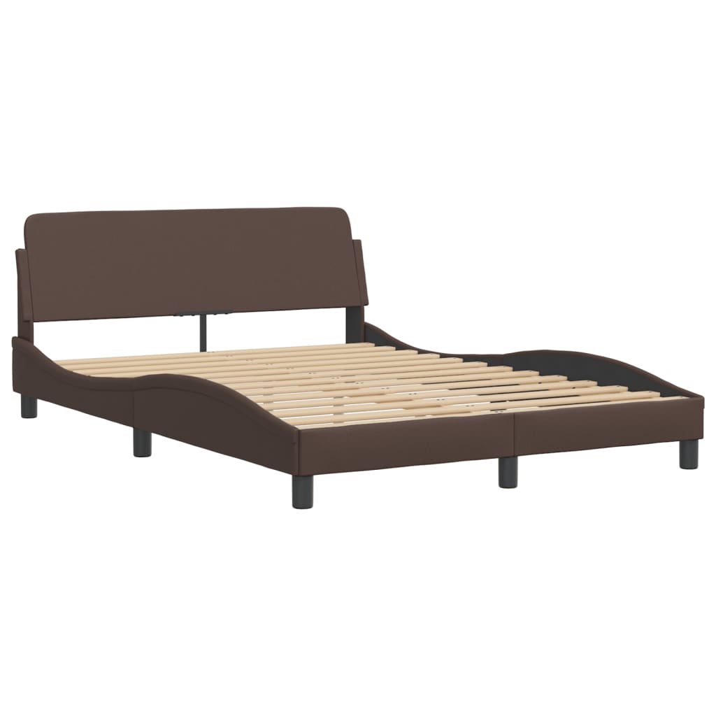 Cama viana com colchão 140x190 cm couro artificial castanho