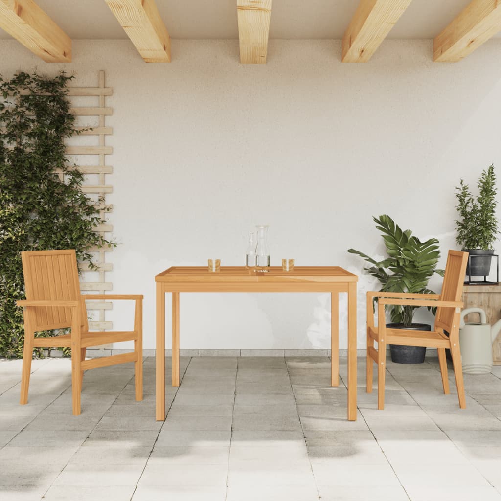 3 Pcs conjunto de jantar para jardim madeira de teca maciça