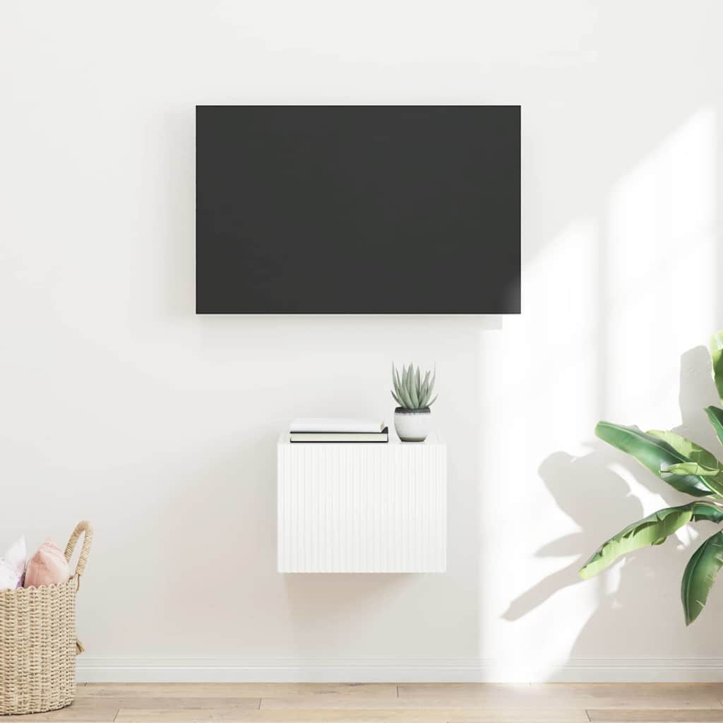 Armário de TV de parede 39 x 31 x 29,5 cm branco brilhante