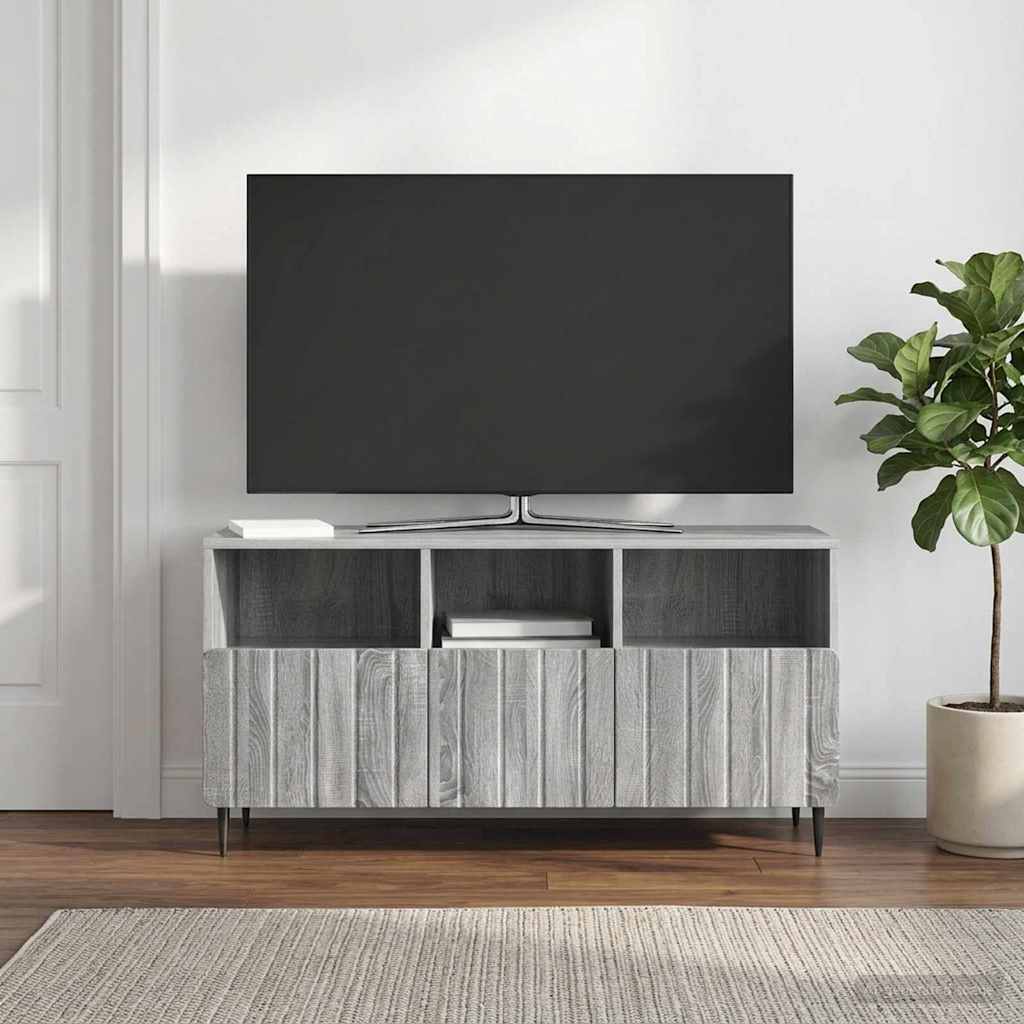 Gabinete para TV com gaveta sonoma cinzento 102 x 34,5 x 50 cm
