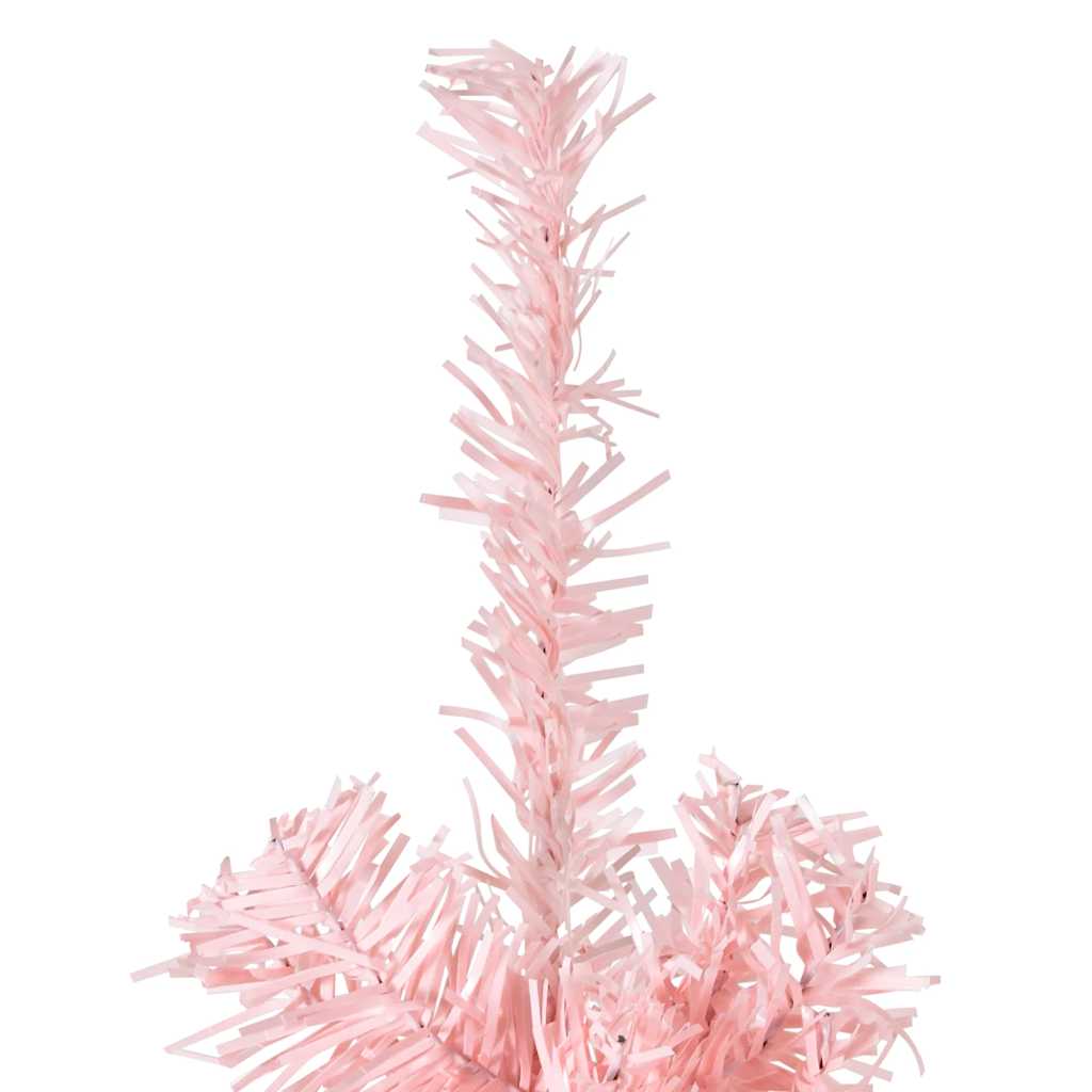 Meia árvore de natal fina com suporte 210 cm rosa