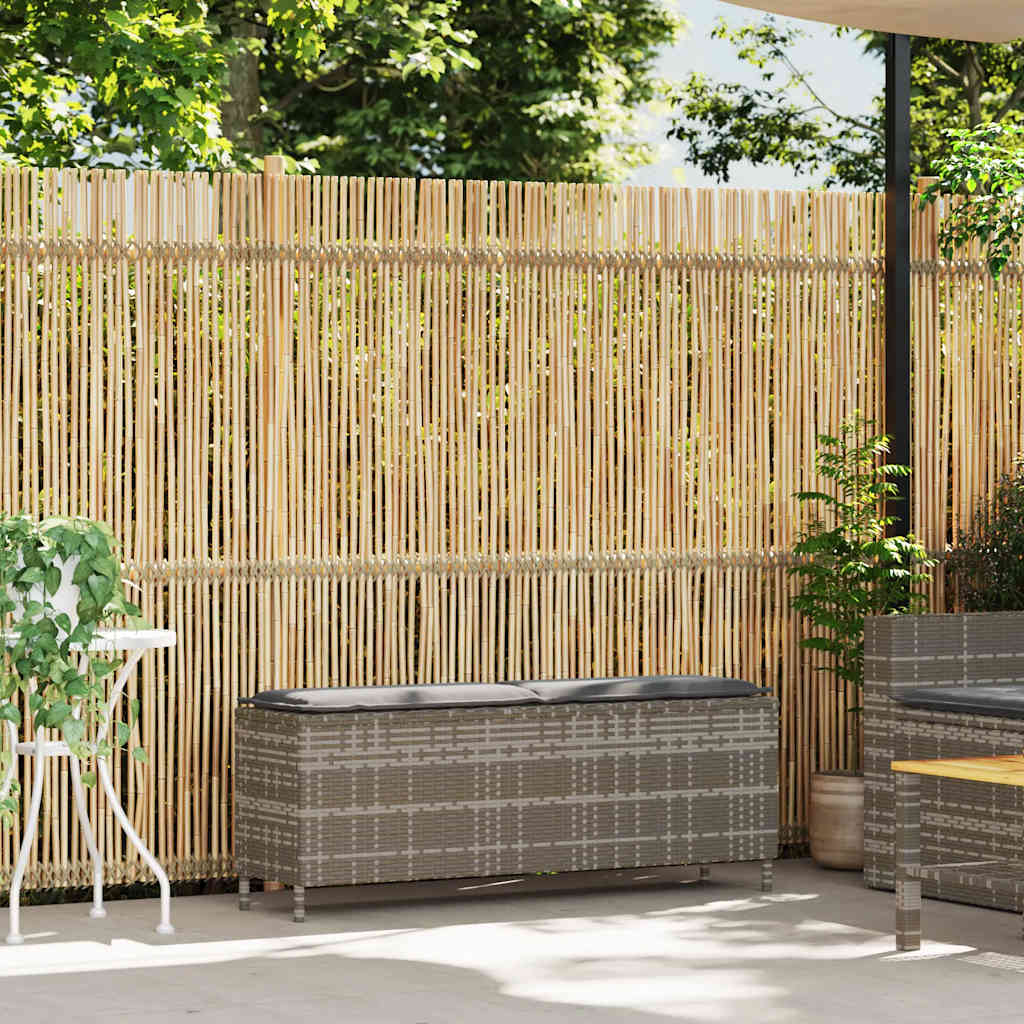 Banco de jardim com almofadão 110x30x40,5 cm vime PE cinzento