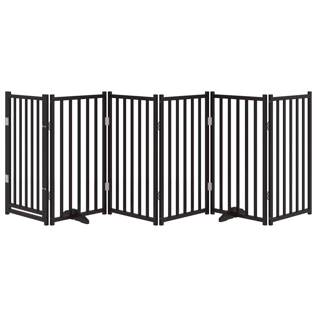 Portão p/ cães com porta dobrável 6 painéis 300 cm abeto preto