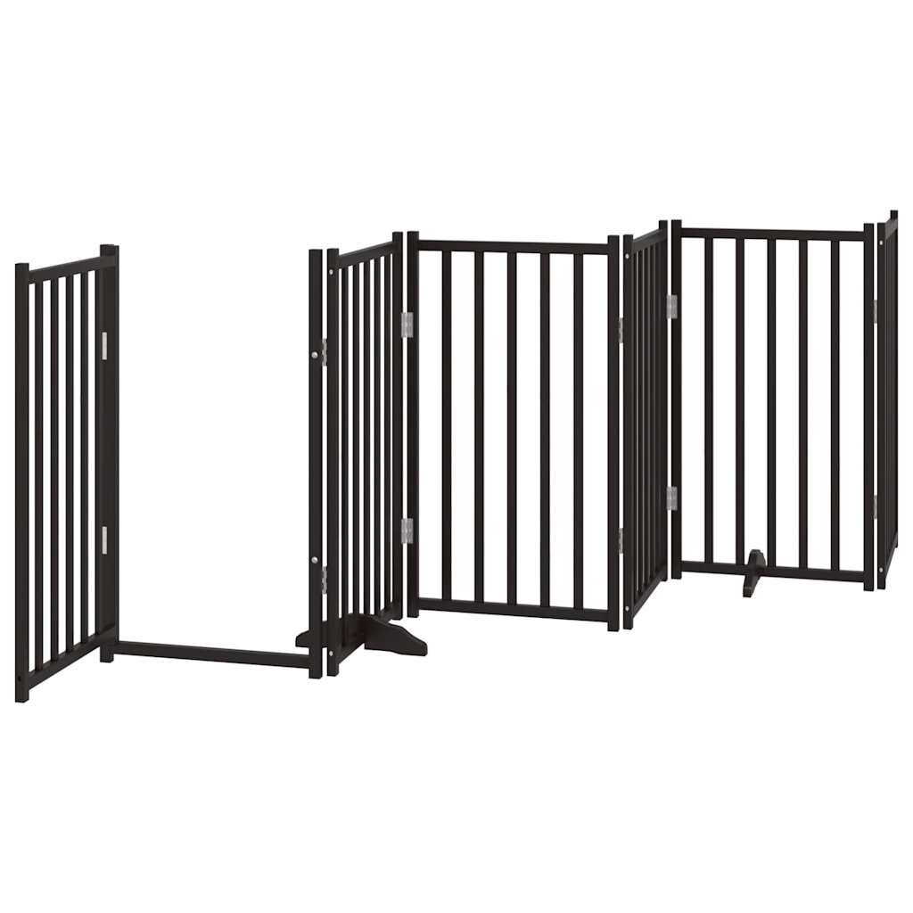 Portão p/ cães com porta dobrável 6 painéis 300 cm abeto preto