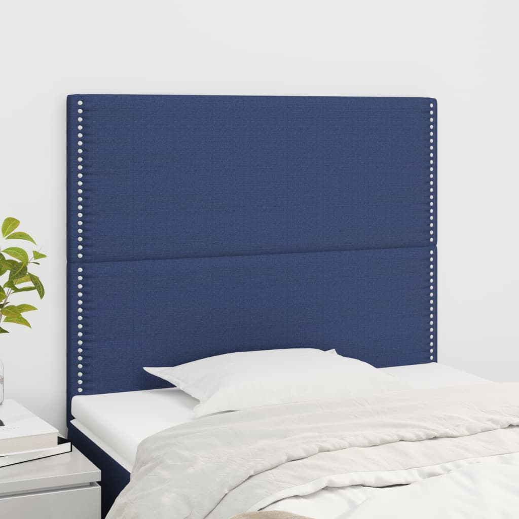 Cabeceira azul 90x5x118/128 cm tecido