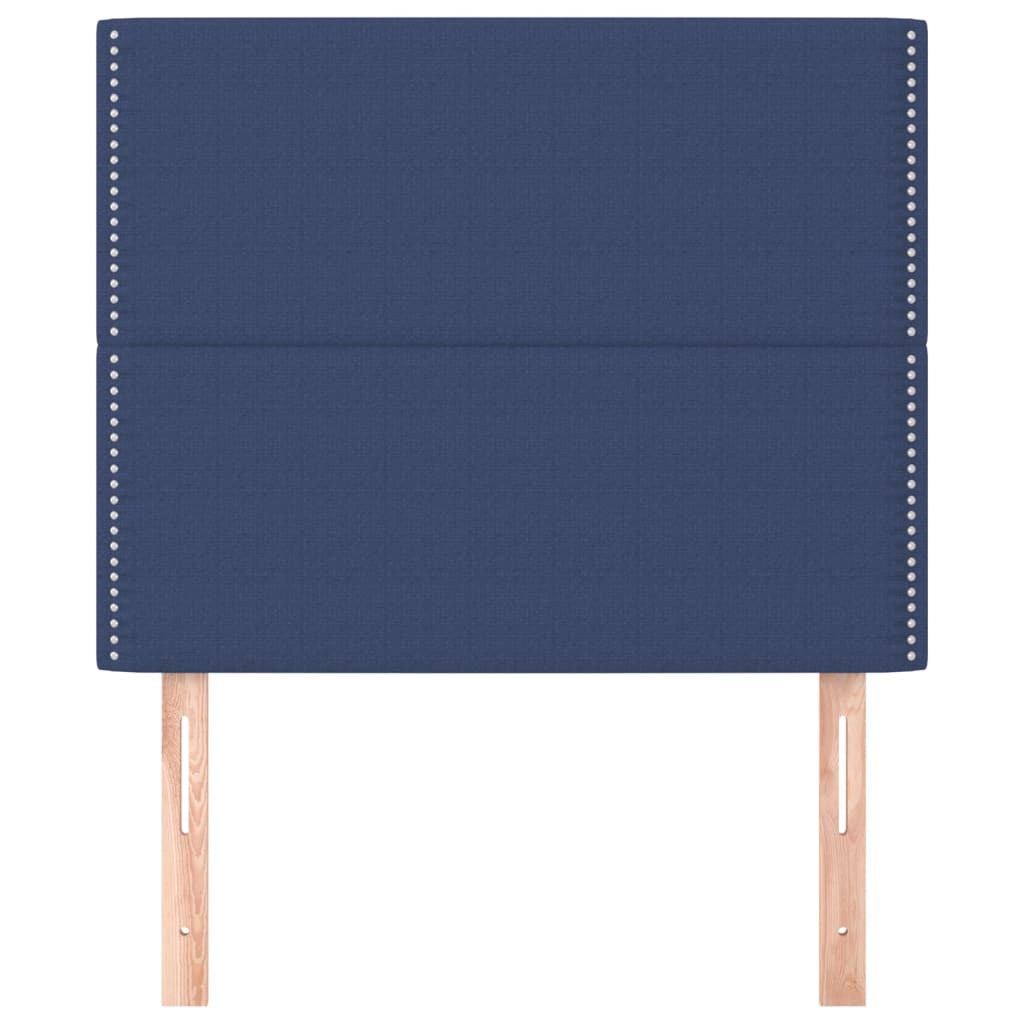 Cabeceira azul 90x5x118/128 cm tecido