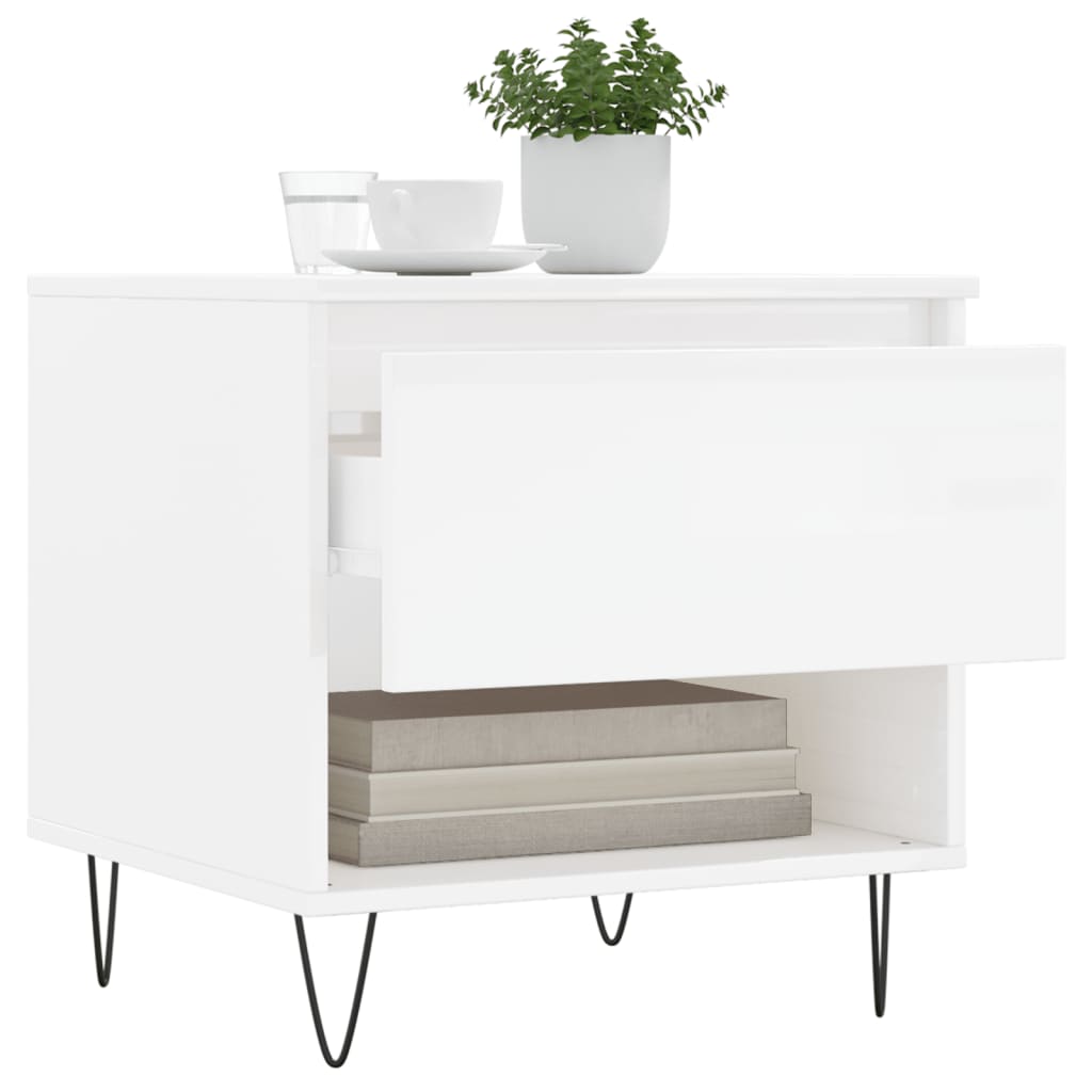 Mesas de centro 2pcs 50x46x50cm deriv. madeira branco brilhante