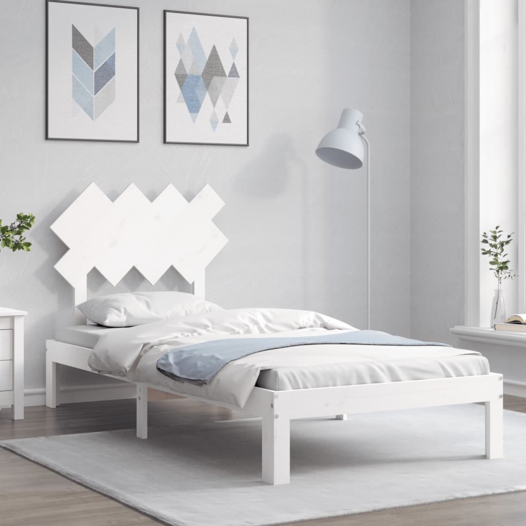 Cama sem colchão 90x200 cm madeira de pinho maciça branco
