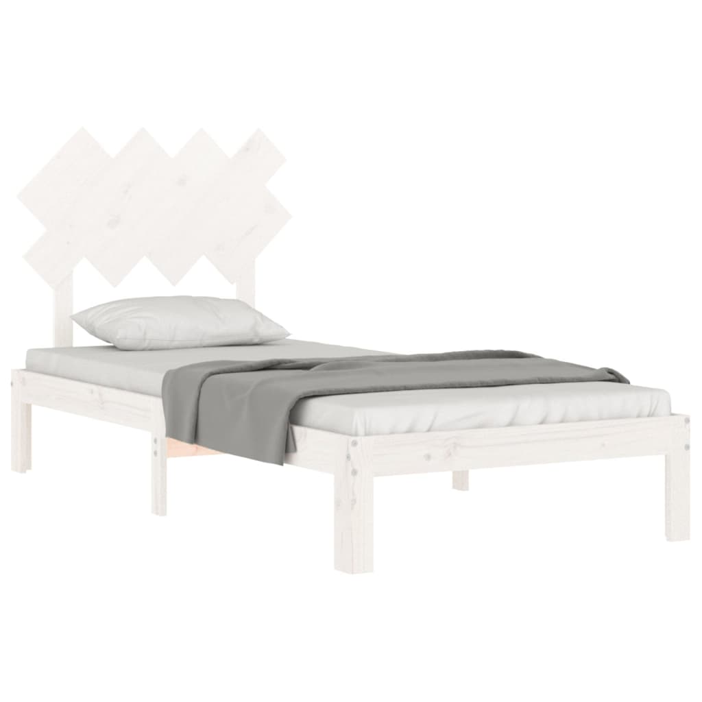 Cama sem colchão 90x200 cm madeira de pinho maciça branco