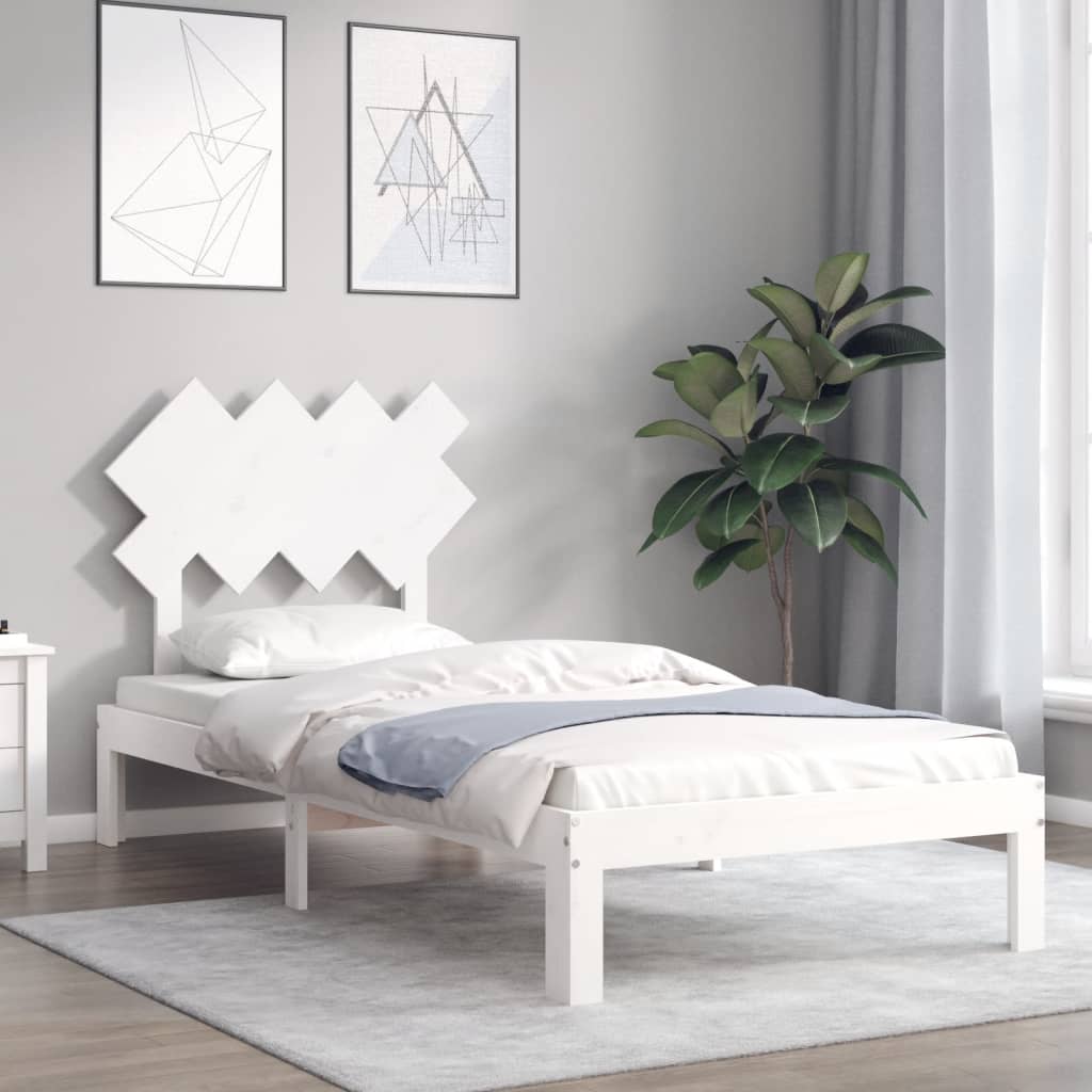 Cama sem colchão 90x200 cm madeira de pinho maciça branco