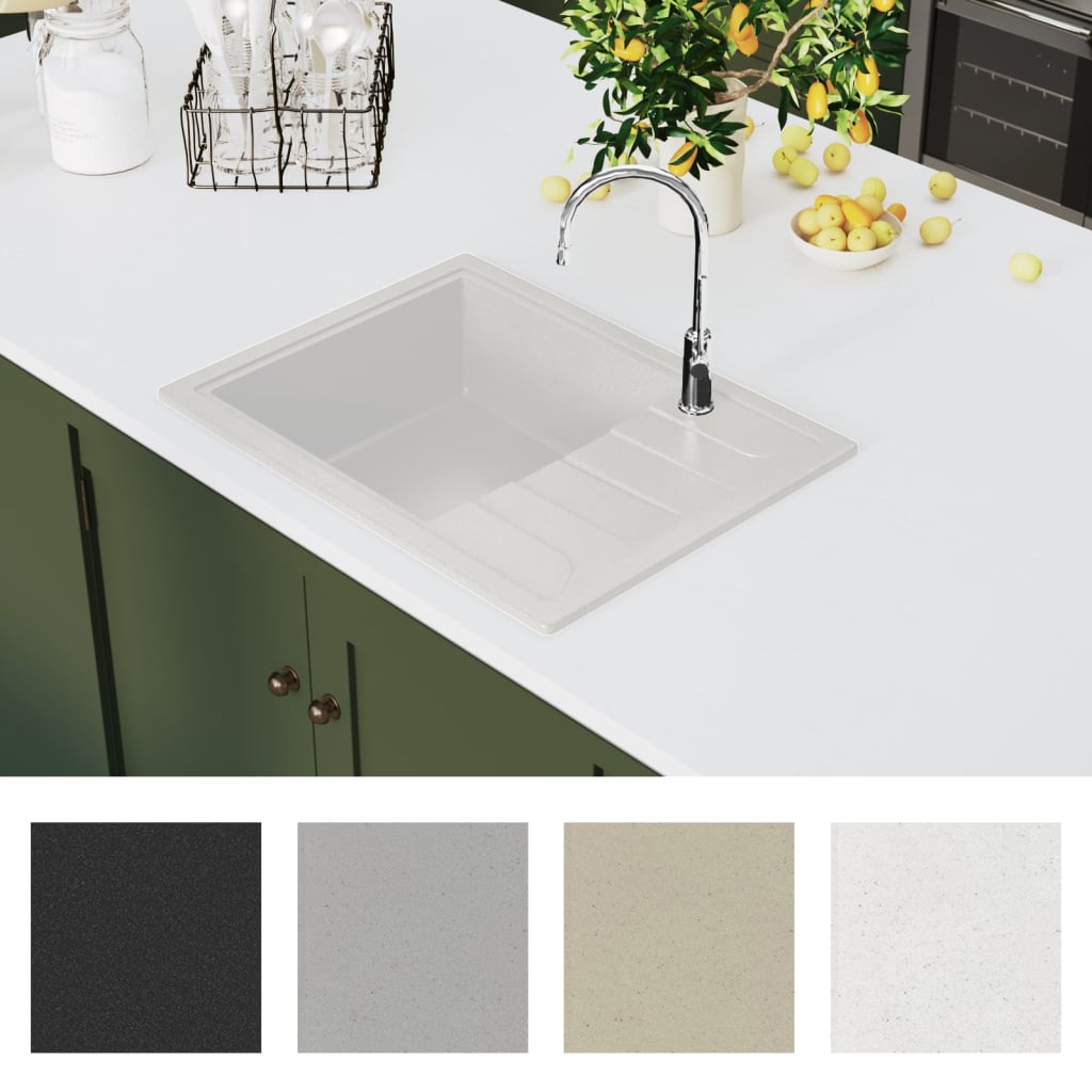 Lava-louça cozinha orifício extravasamento oval granito branco