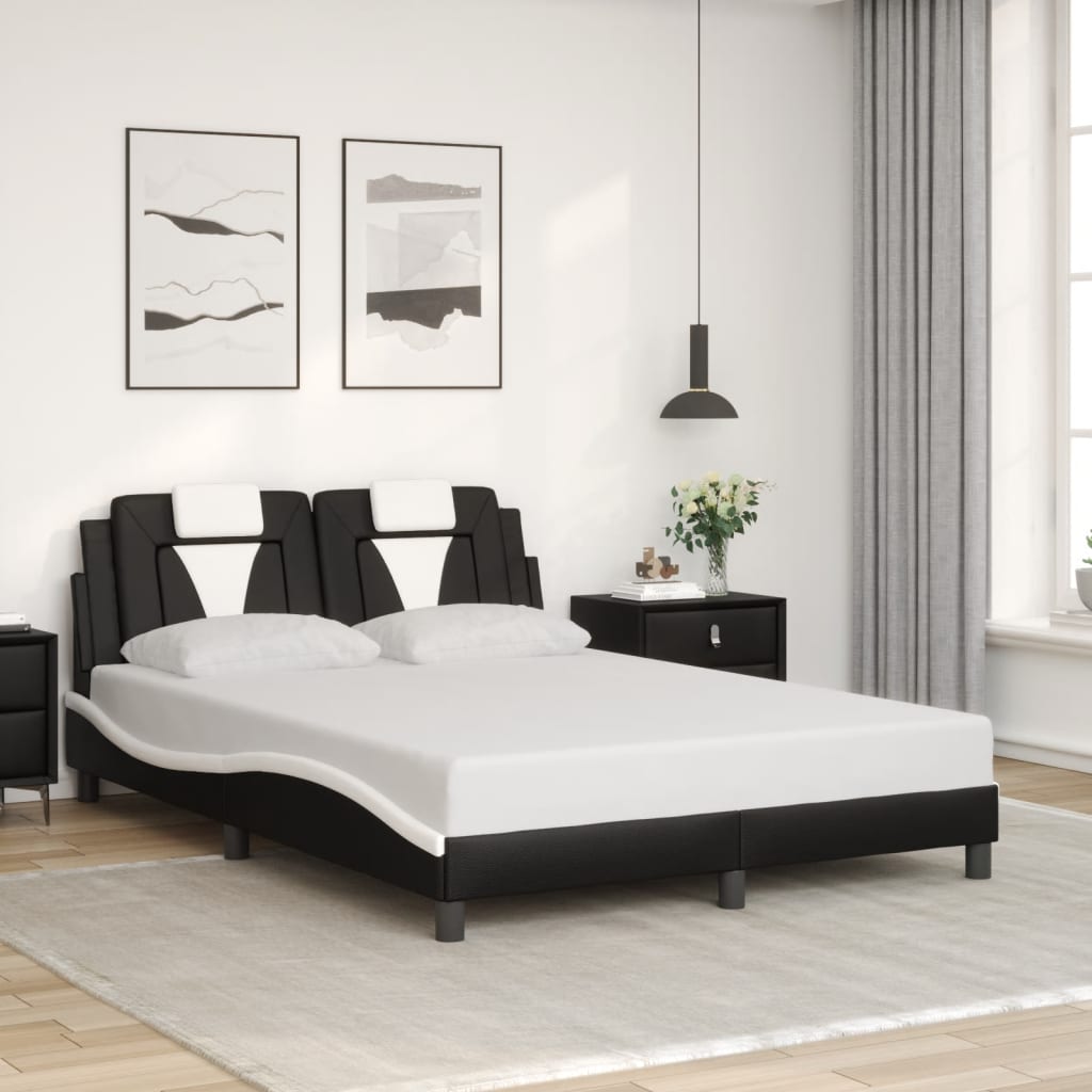Estrutura de cama viana com LED sem colchão 140x190cm preto/branco