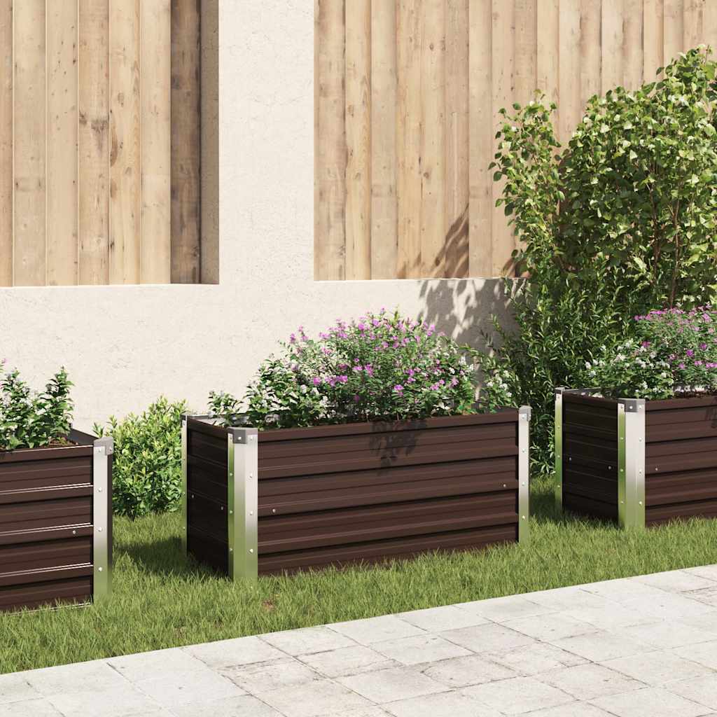 Canteiro elevado de jardim aço galvanizado 100x40x45cm castanho