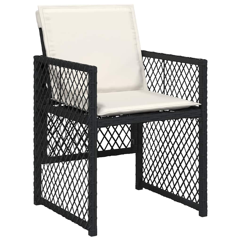 13 Pcs conjunto de jantar p/jardim com almofadões vime PE preto