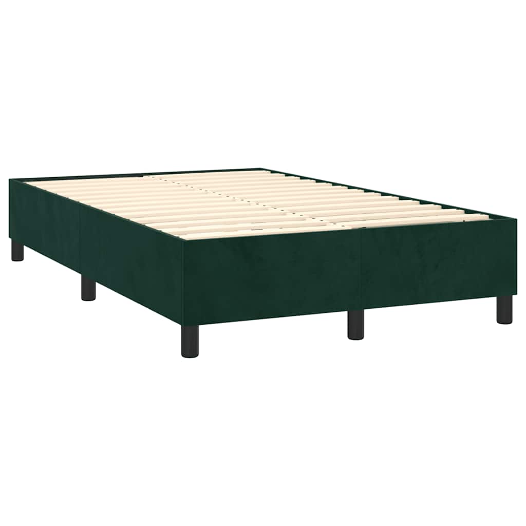Cama boxspring com colchão 120x190 cm veludo verde-escuro