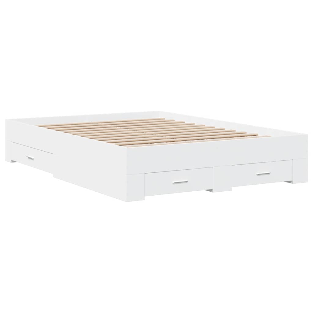 Estrutura de cama c/ gavetas 140x190cm derivados madeira branco