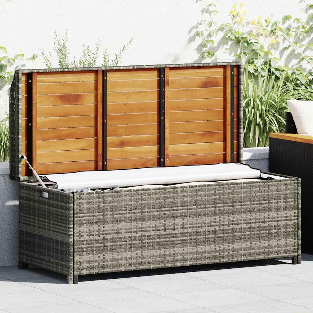 Banco de jardim c/ arrumação 120 cm vime PE cinzento