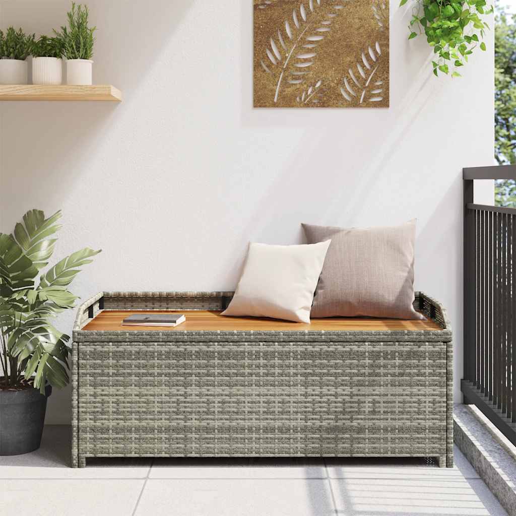 Banco de jardim c/ arrumação 120 cm vime PE cinzento