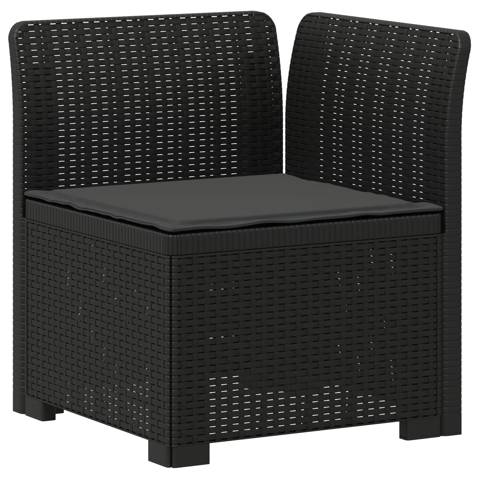 Sofá de jardim 1 lugar com almofada look rattan PP antracite