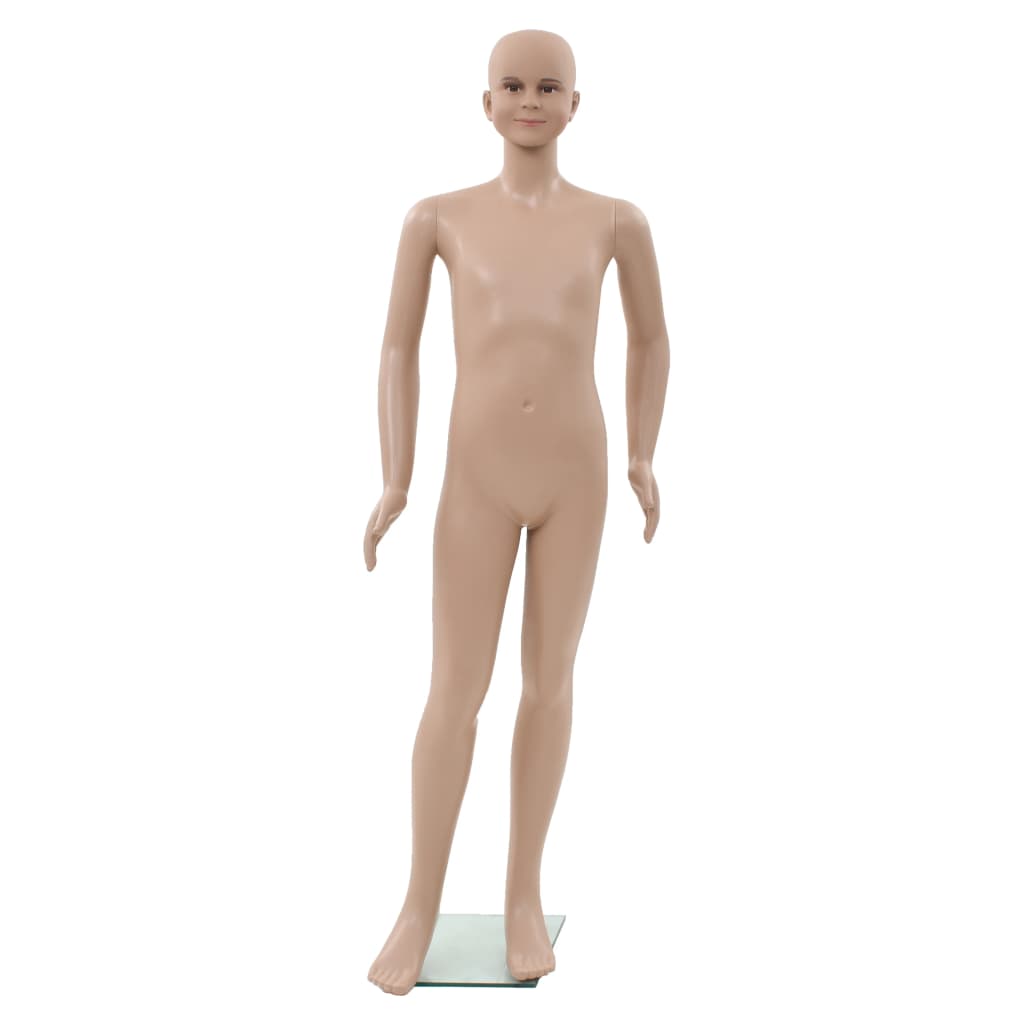 Manequim criança completo base de vidro 140 cm bege
