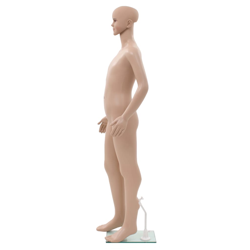 Manequim criança completo base de vidro 140 cm bege