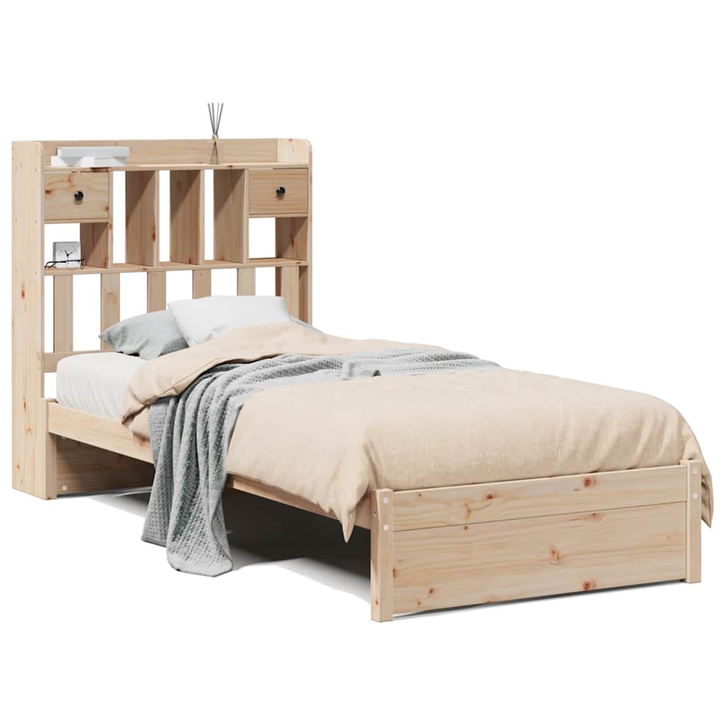Cama com estante sem colchão 75x190 cm pinho maciço