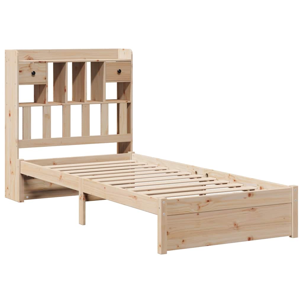 Cama com estante sem colchão 75x190 cm pinho maciço