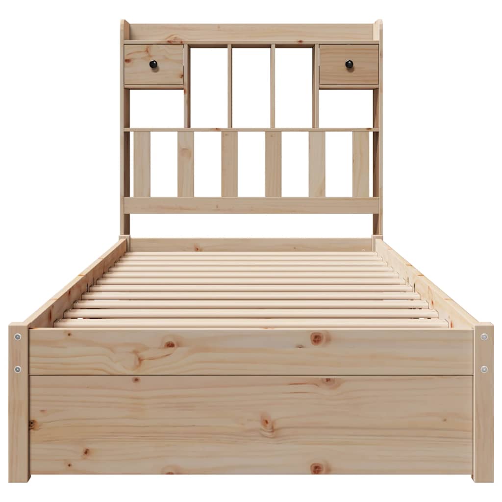 Cama com estante sem colchão 75x190 cm pinho maciço