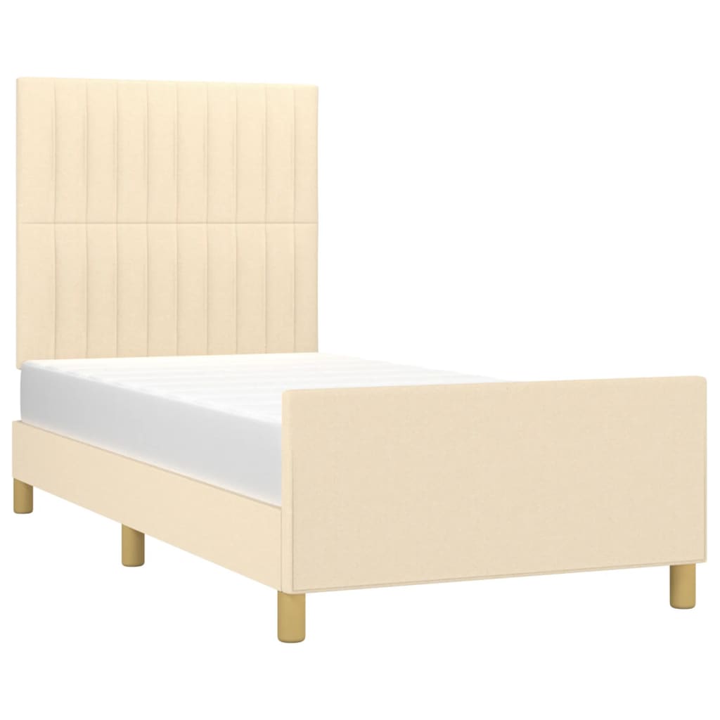 Estrutura de cama sem colchão 90x200 cm tecido creme