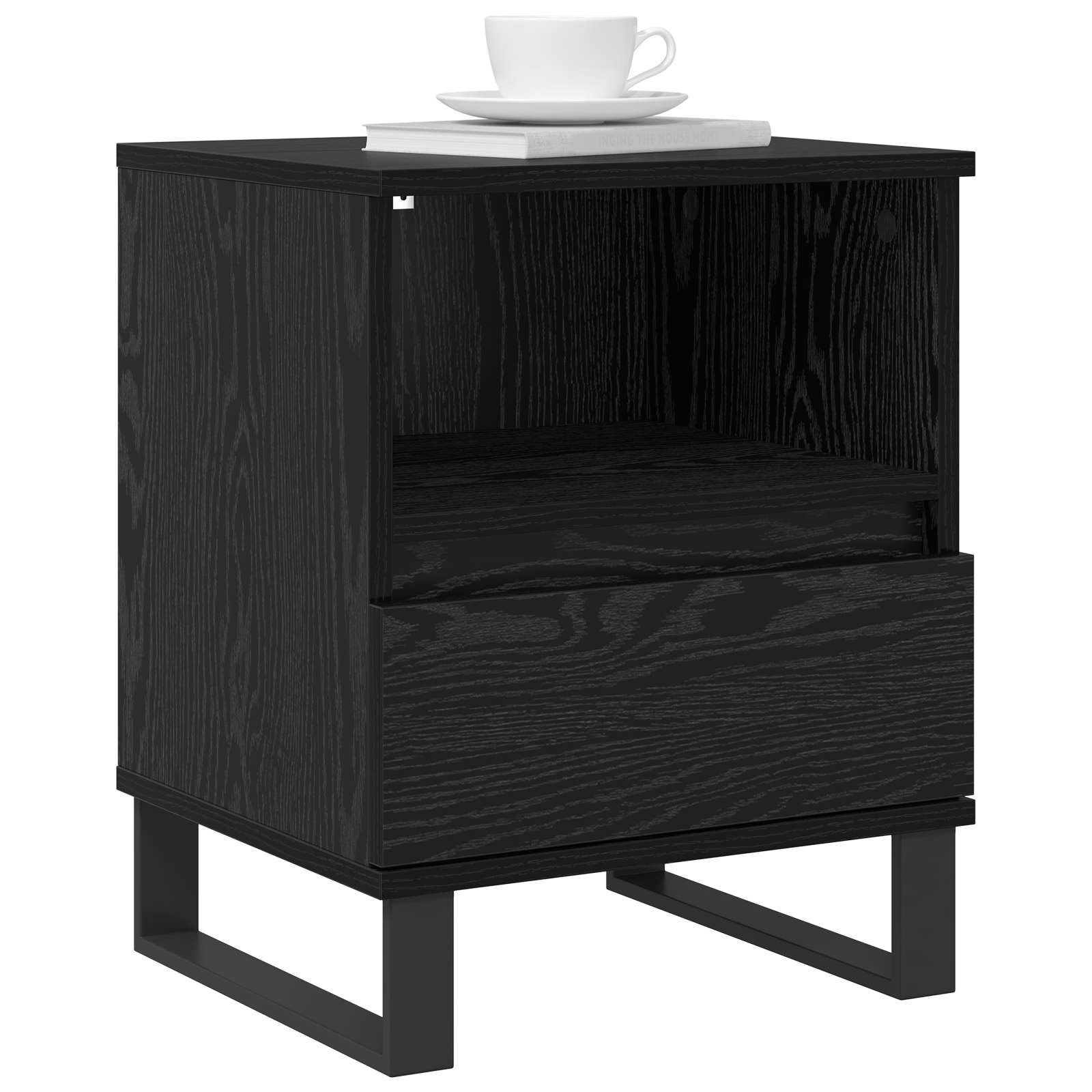 Armário de cama carvalho preto 40 x 35 x 50 cm