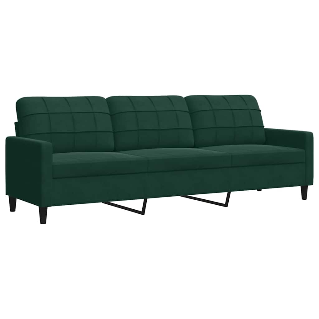 2 Pcs conjunto sofás com almofadões e rolos veludo verde-escuro