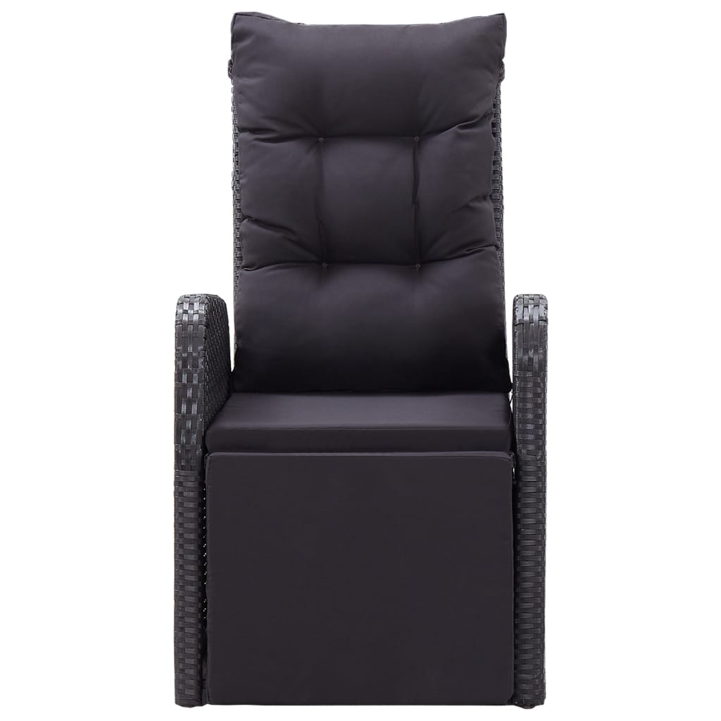 Cadeiras de jardim reclináveis c/ almofadões 2pcs vime PE preto