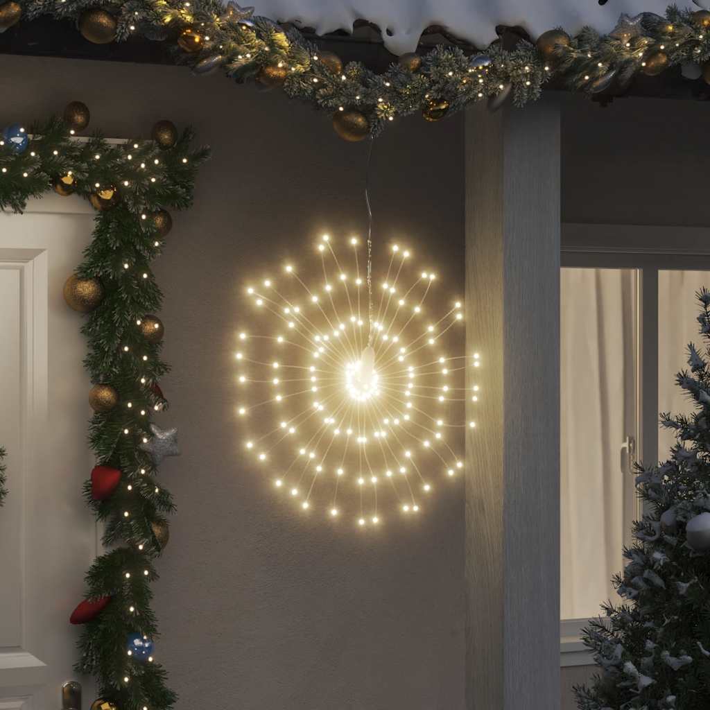 Iluminações estrelares natal 140 leds 4 pcs 17 cm branco quente
