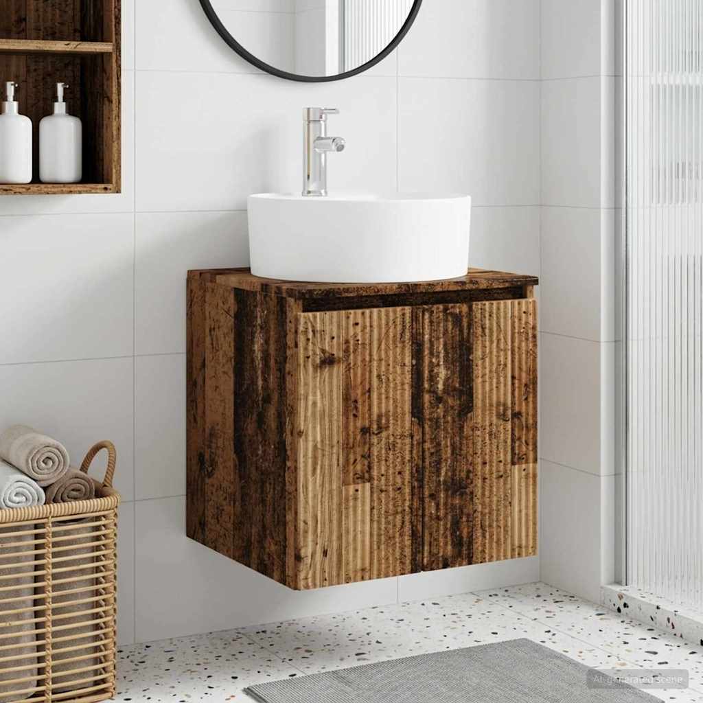 Vaidade com pia suspensa madeira antiga 49,5 x 44,5 x 65 cm