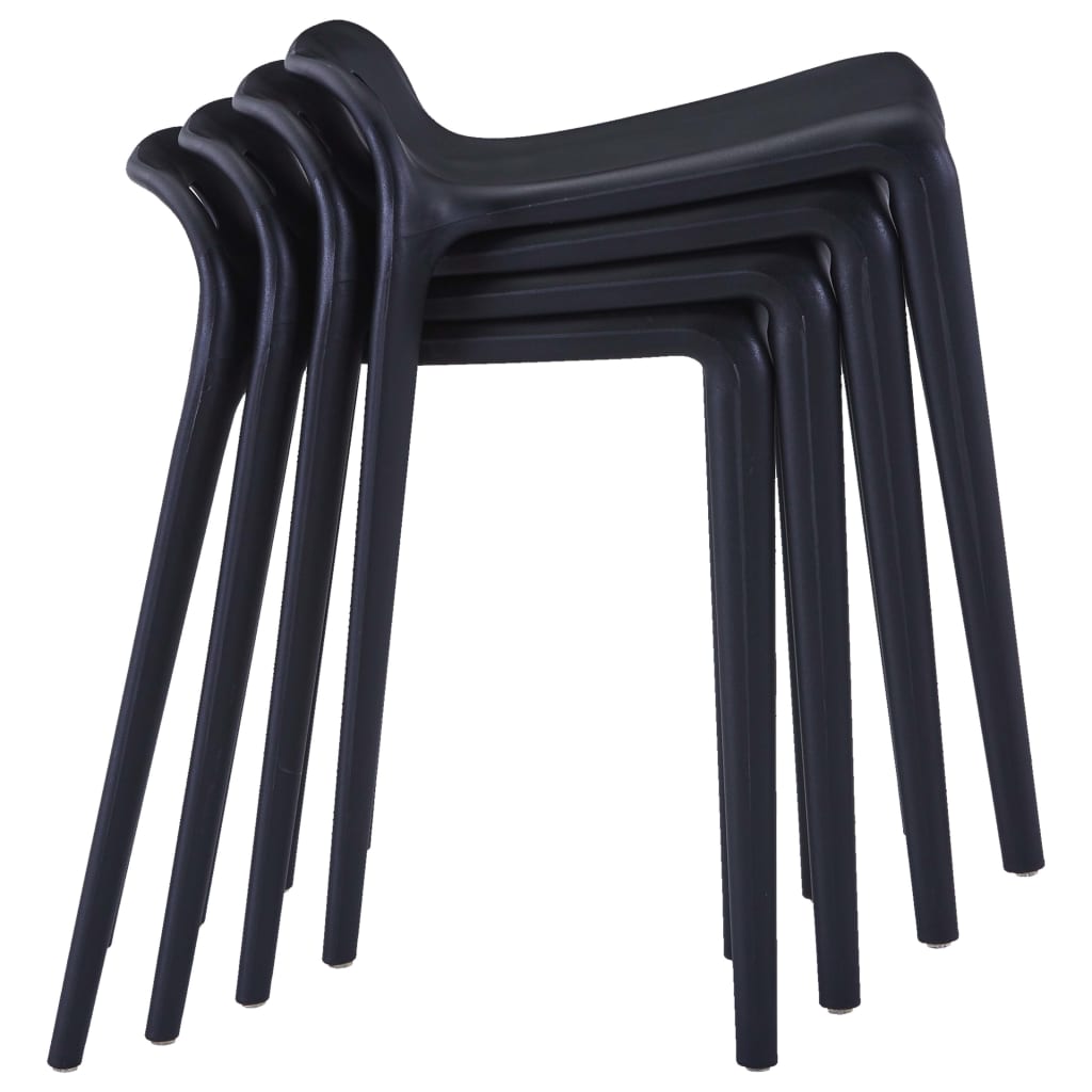 Bancos empilháveis 4 pcs plástico preto