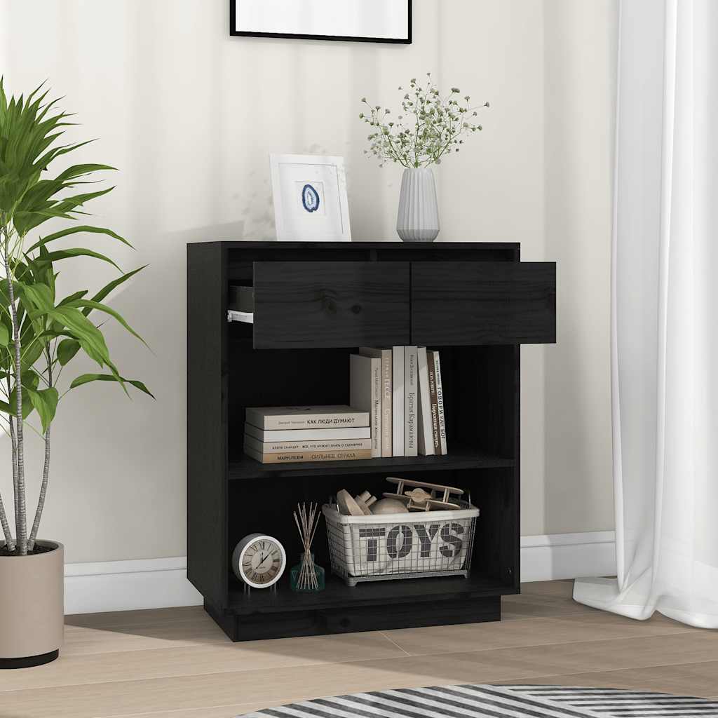 Armário consola 60x34x75 cm pinho maciço preto