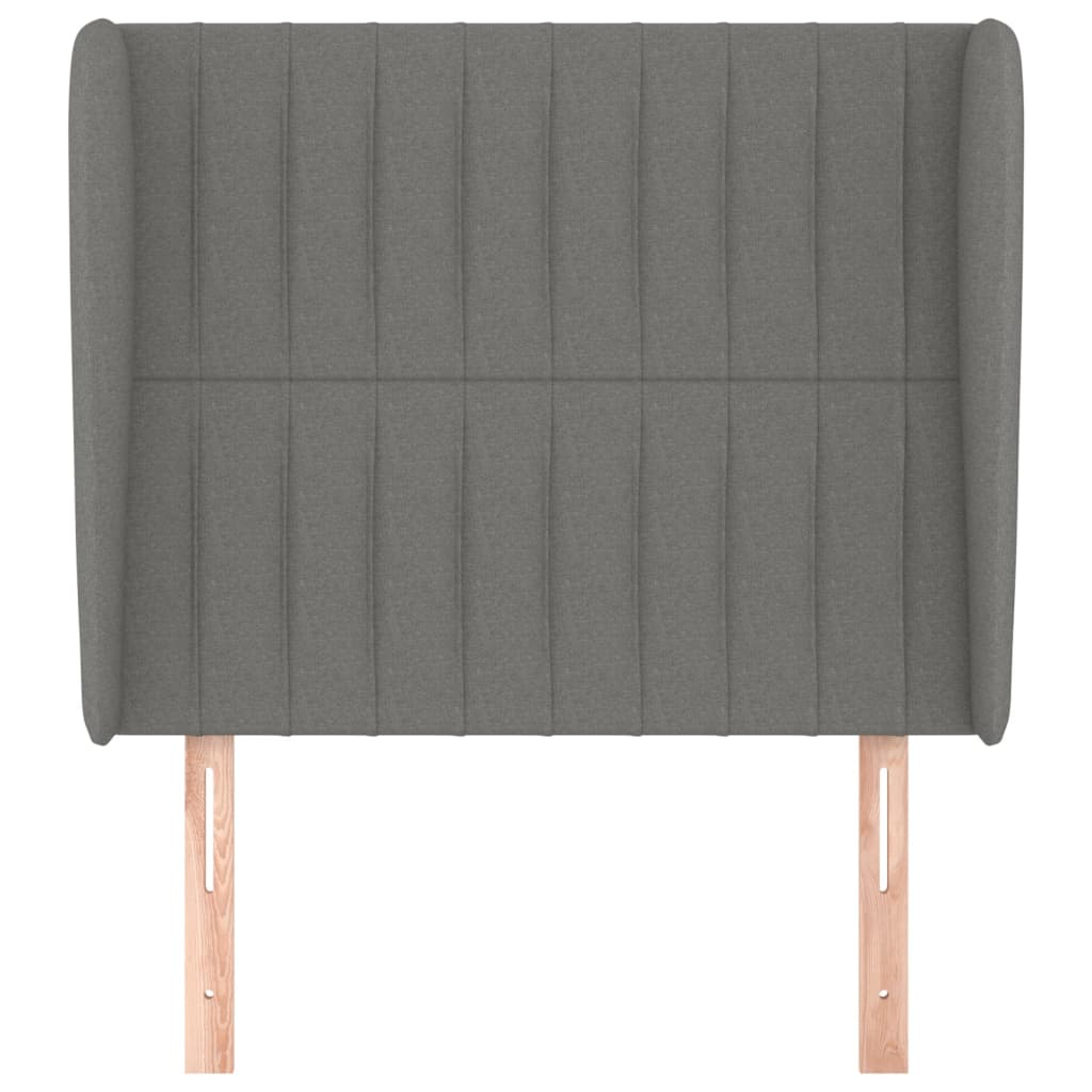 Cabeceira cama c/ abas tecido 83x23x118/128 cm cinzento-escuro