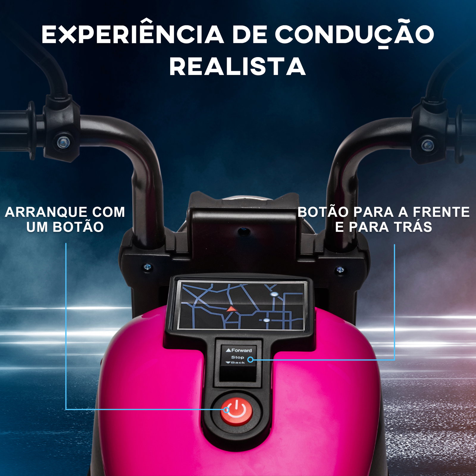 Motocicleta elétrica para crianças de 18-36 meses com bateria 6v farol e rodas auxiliares removíveis 76x42x57 cm rosa