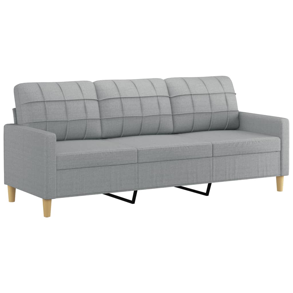 2 Pcs conjunto de sofás com almofadões tecido cinzento-claro