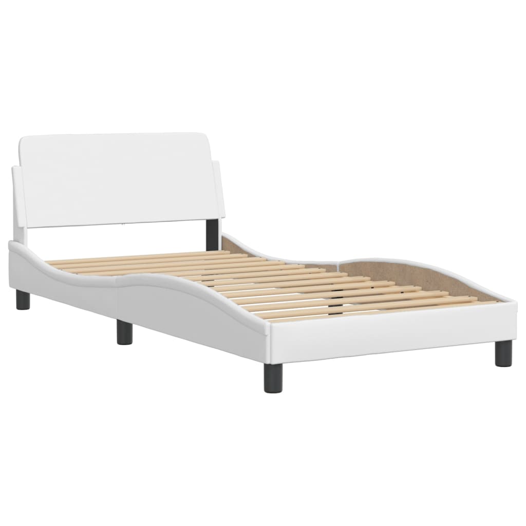 Cama com colchão hvar 100x200 cm couro artificial branco