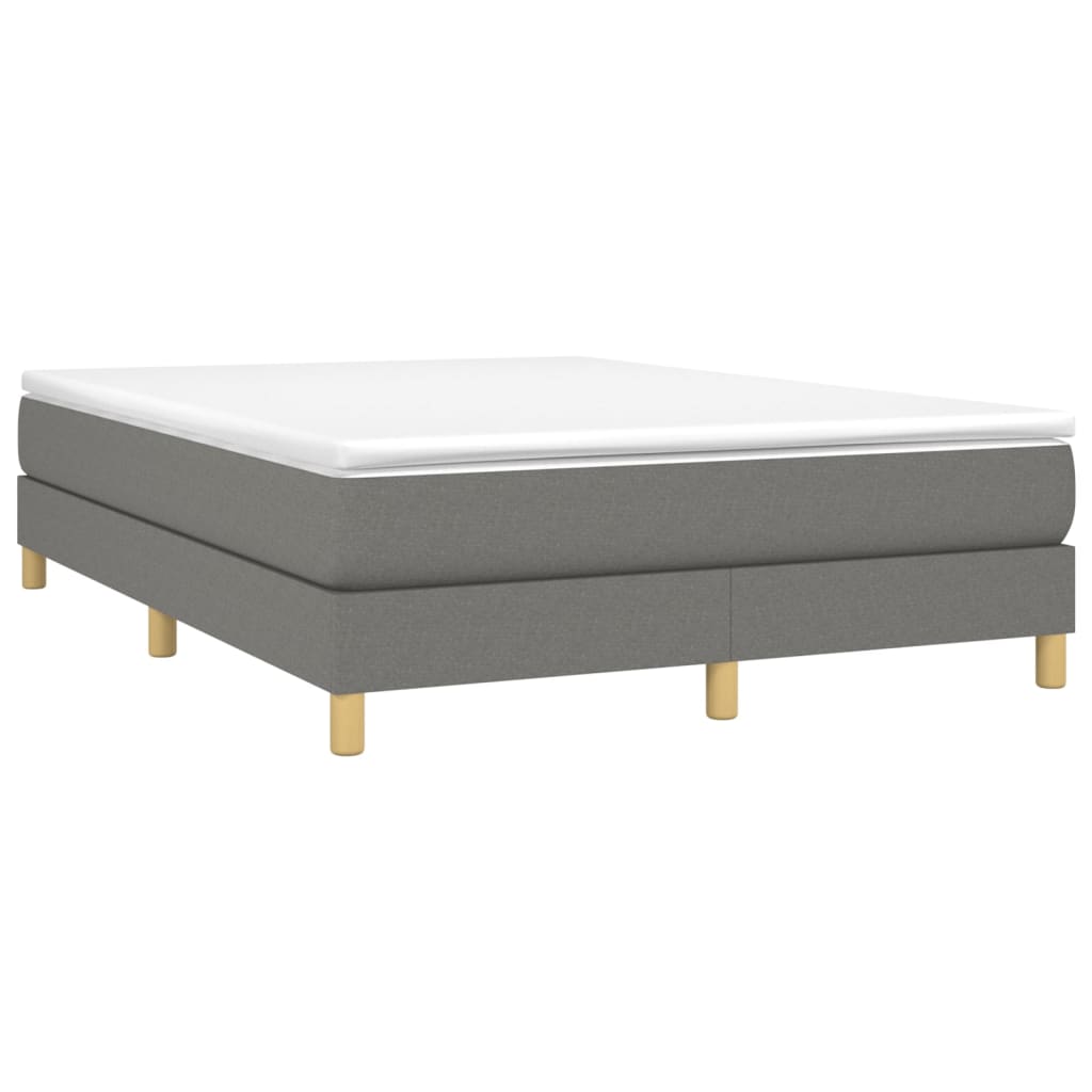 Estrutura de cama com molas 140x190 cm tecido cinzento-escuro
