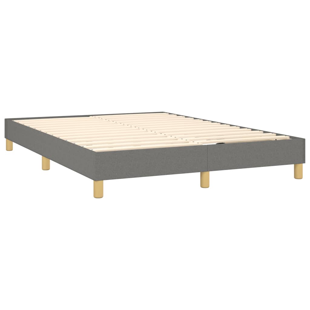 Estrutura de cama com molas 140x190 cm tecido cinzento-escuro