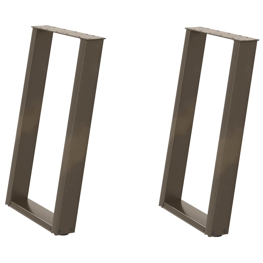 Pés para mesa de jantar em formato de u, 2 peças, aço natural, 50x(72-73) cm, aço