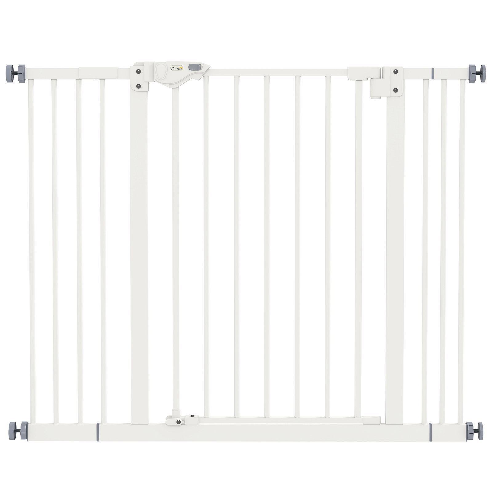 Barreira de segurança para cães 74-100 cm com extensões, montagem por pressão e duplo bloqueio, branco
