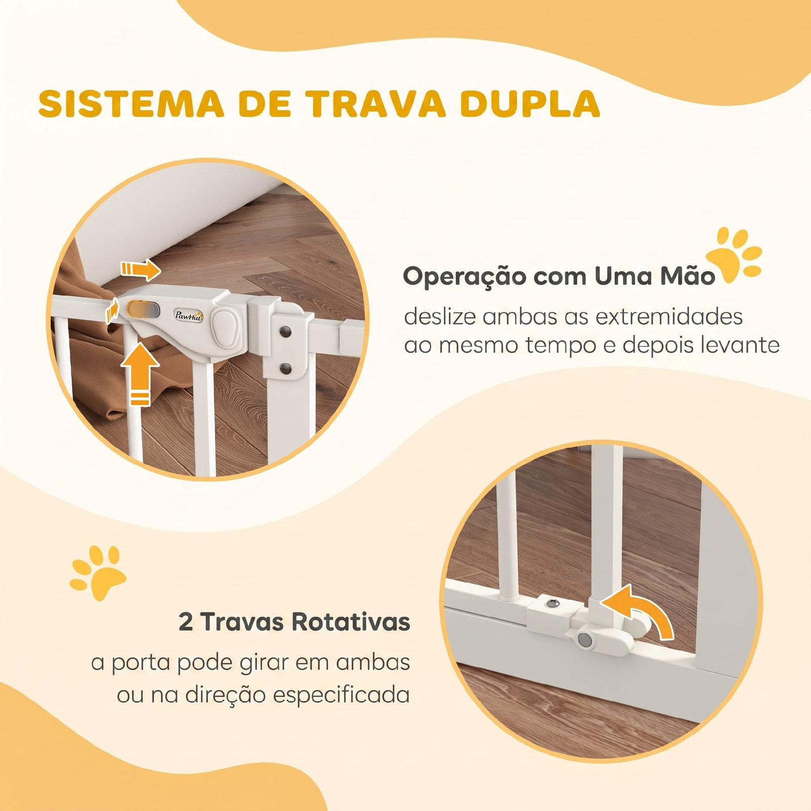 Barreira de segurança para cães 74-100 cm com extensões, montagem por pressão e duplo bloqueio, branco