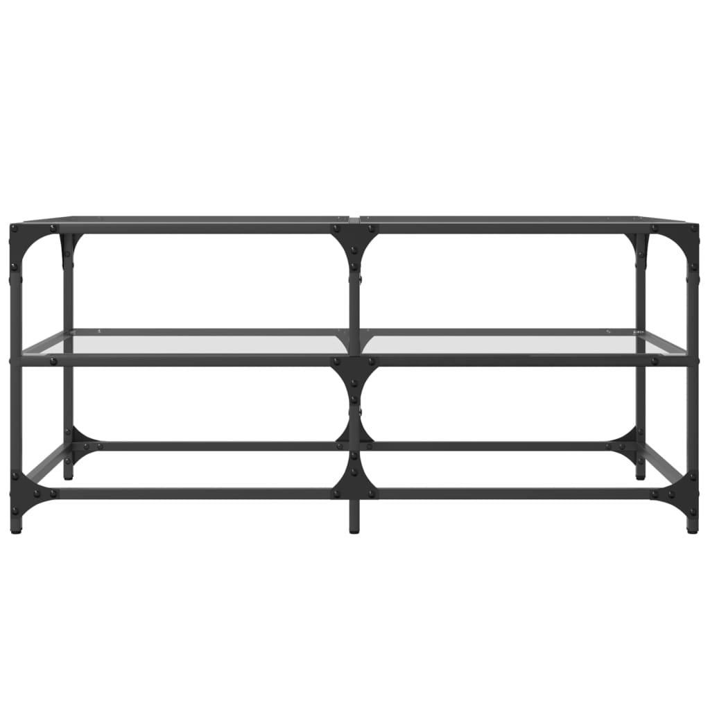 Mesa de centro c/ topo em vidro transparente 98,5x50x45 cm aço
