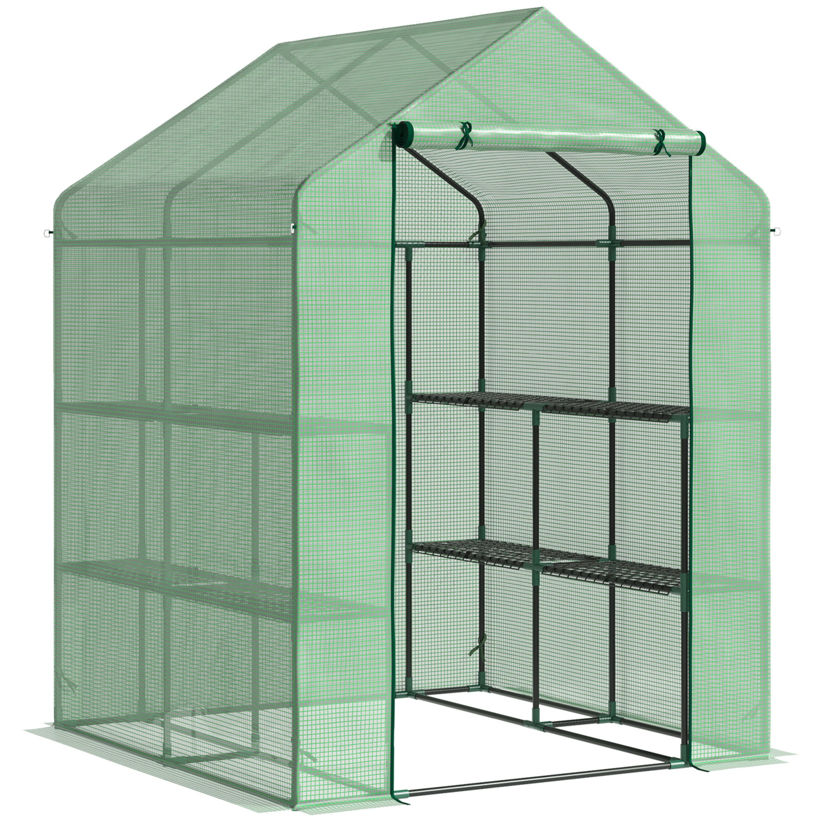 Estufa de Jardim Estufa para Plantas com Prateleiras 143x138x190cm Estrutura de Aço Jardinagem Verde