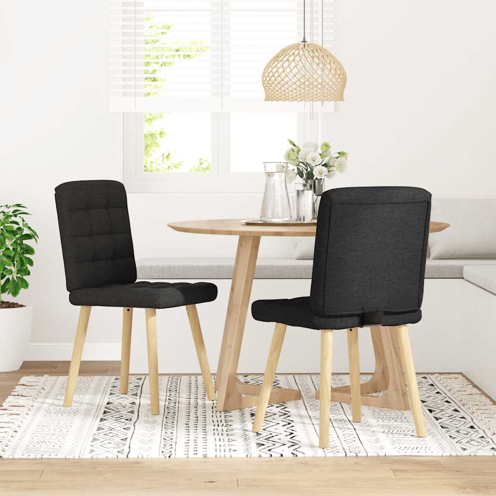 Cadeiras de jantar 2 pcs tecido preto